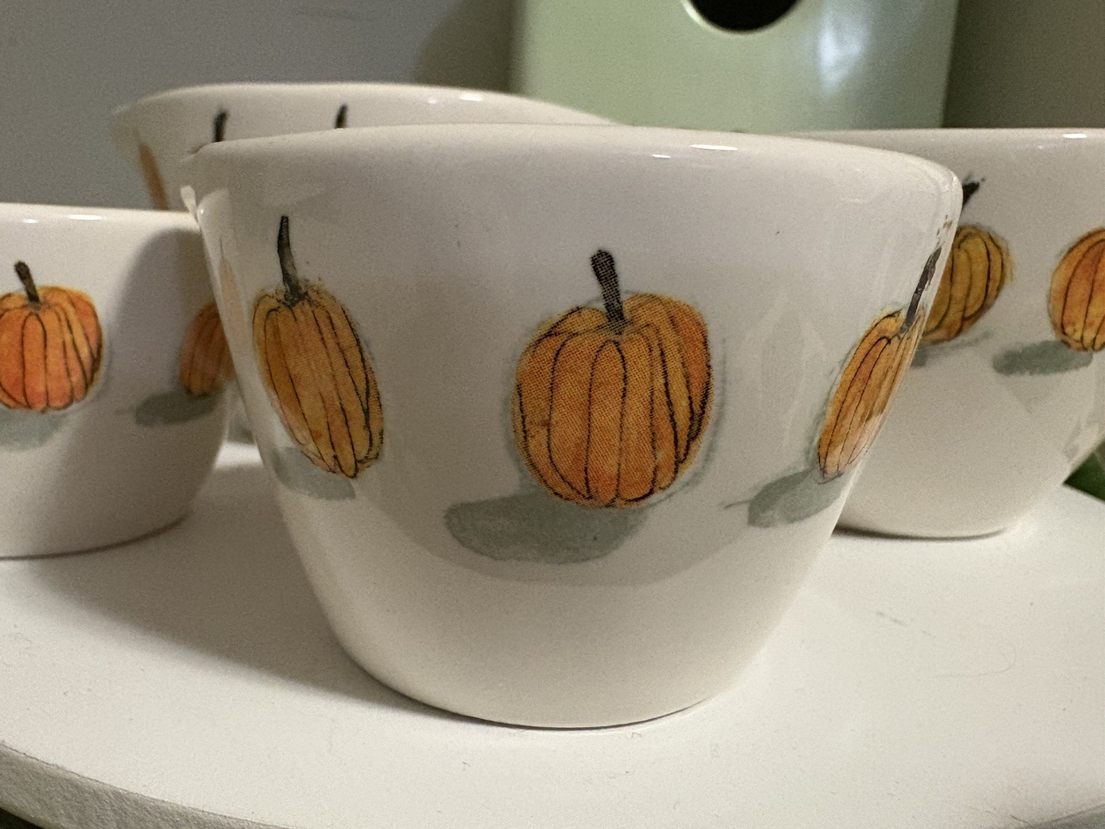 Rae Dunn Measuring Cups Pumpkin Farmhouse Watercolor Ceramic Artisan Set