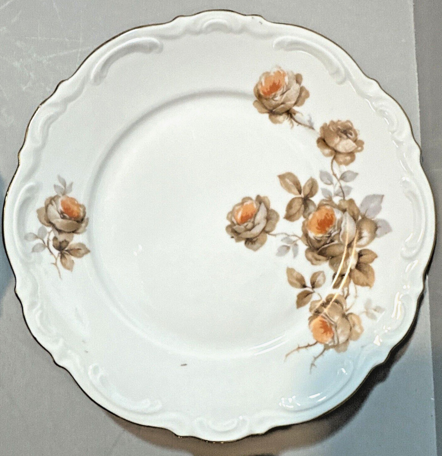 8 Vintage Mitterteich Norway Rose Bavaria Germany Bread Butter Plates 6-3/4″
