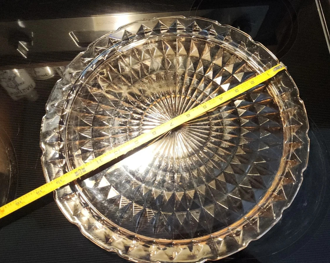 Windsor Pink Depression Glass Serving Plate Platter Jeanette Diamond Pattern