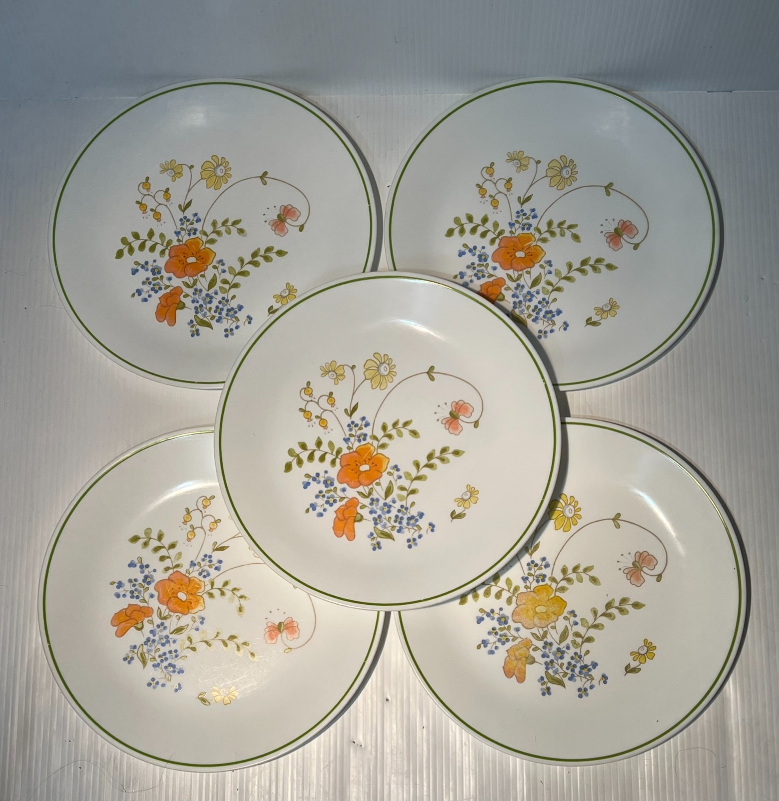 Corelle SPRING BOUQUET Dinner Plates Wildflower Floral Green 10.25” – Set of 5