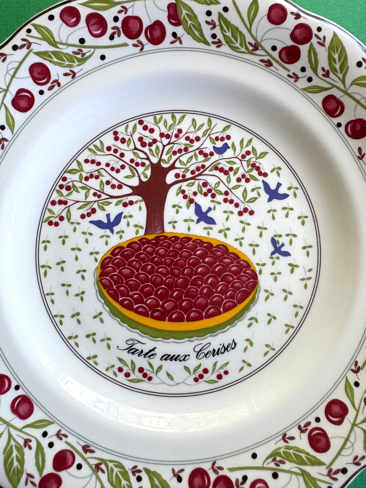 French Gien for Crate & Barrel “LES TARTES” Dessert Plates Abricot/Pomme/Cerise