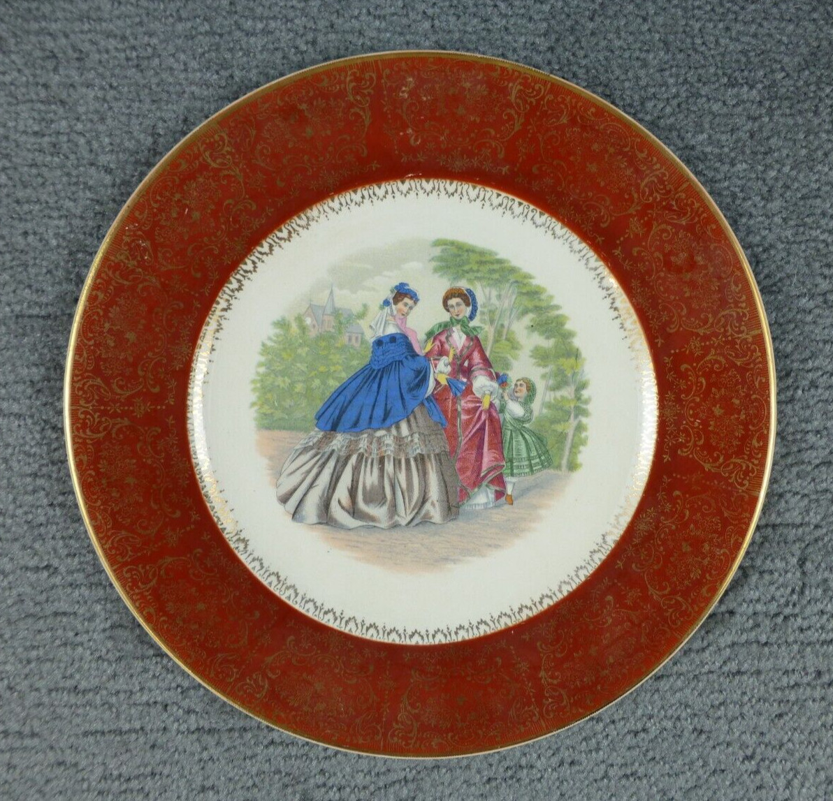 LOT OF 2 Salem 23 Karat Gold Victorian Women Plate 11 inch Made in USA