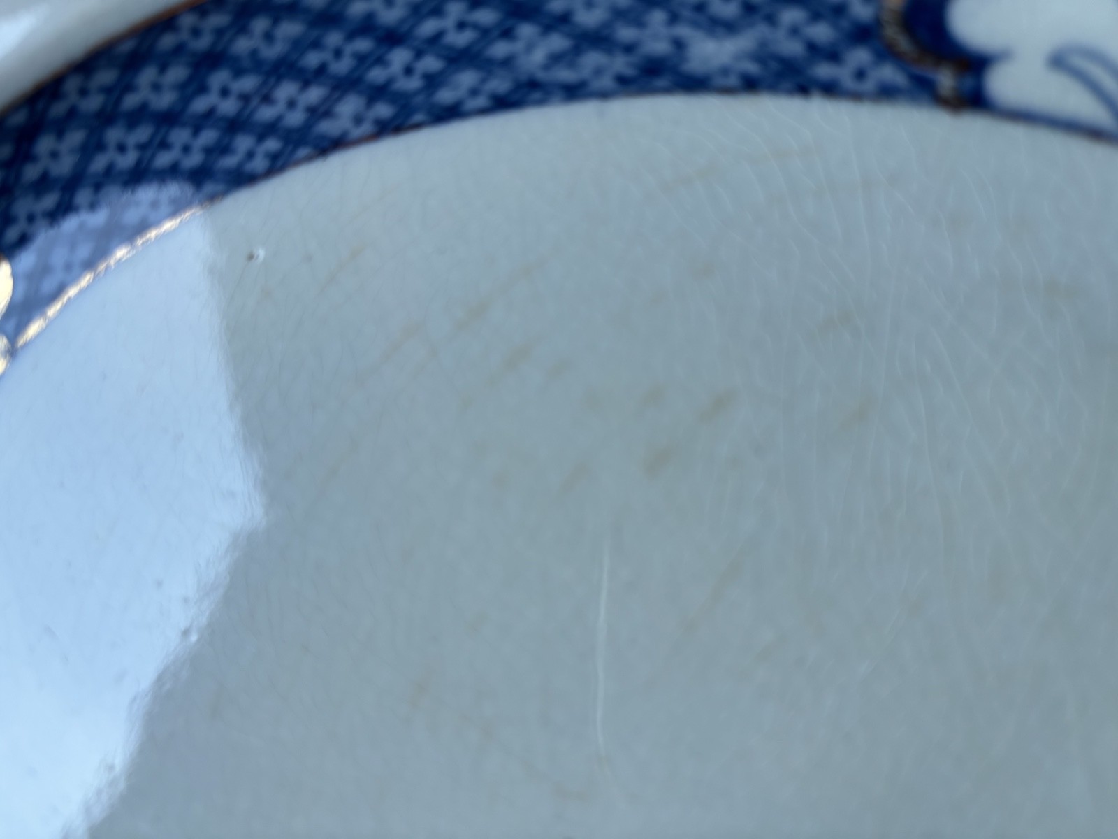 Rare F. Winkle & Co. Ltd England Blue Old Nankin 12″ Oval Platter Gold Trim VGUC