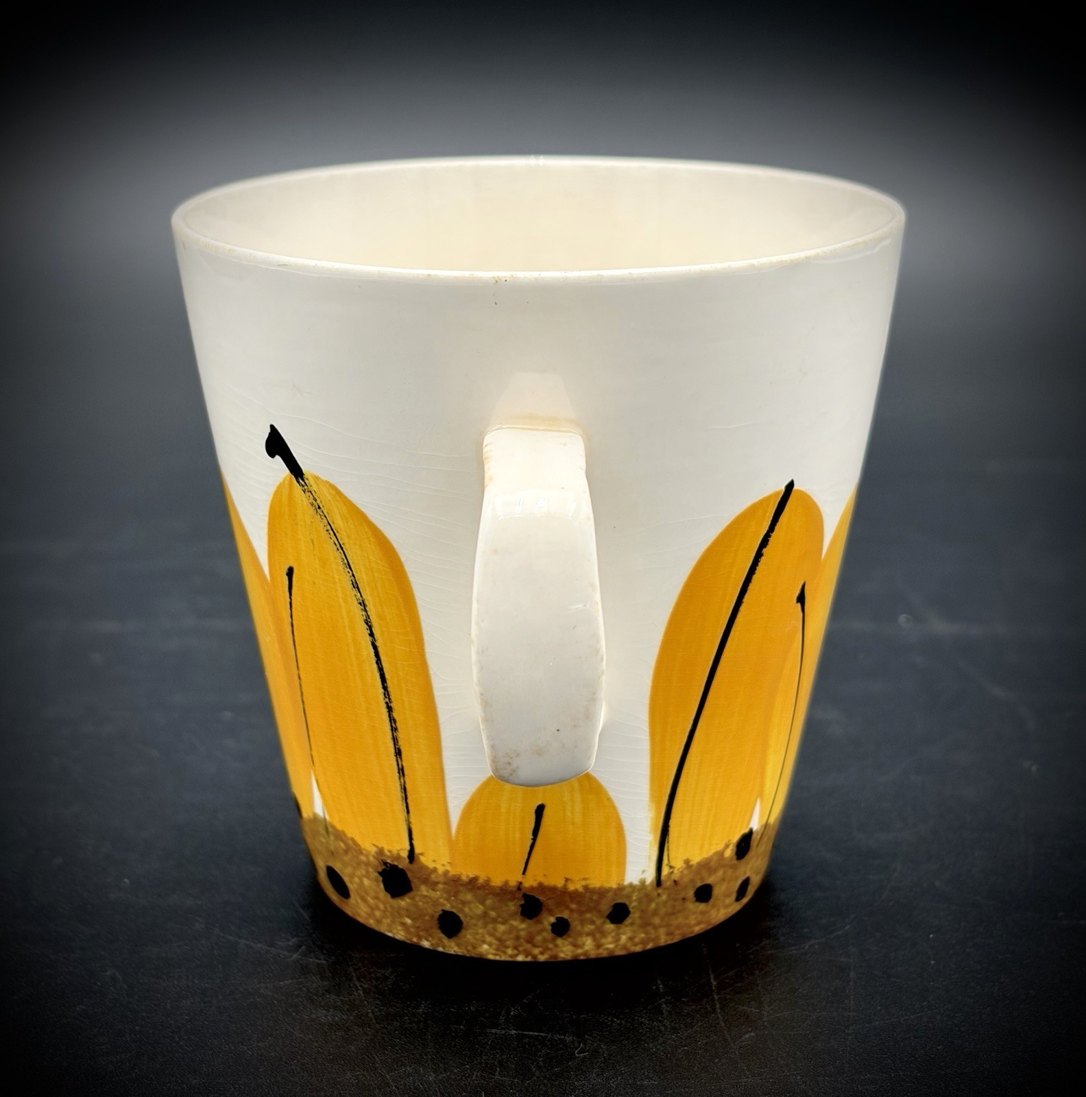 Rare VTG Vera Neumann Hand Painted Sunflower Ceramic Mug: 1960s Made in Jamaica