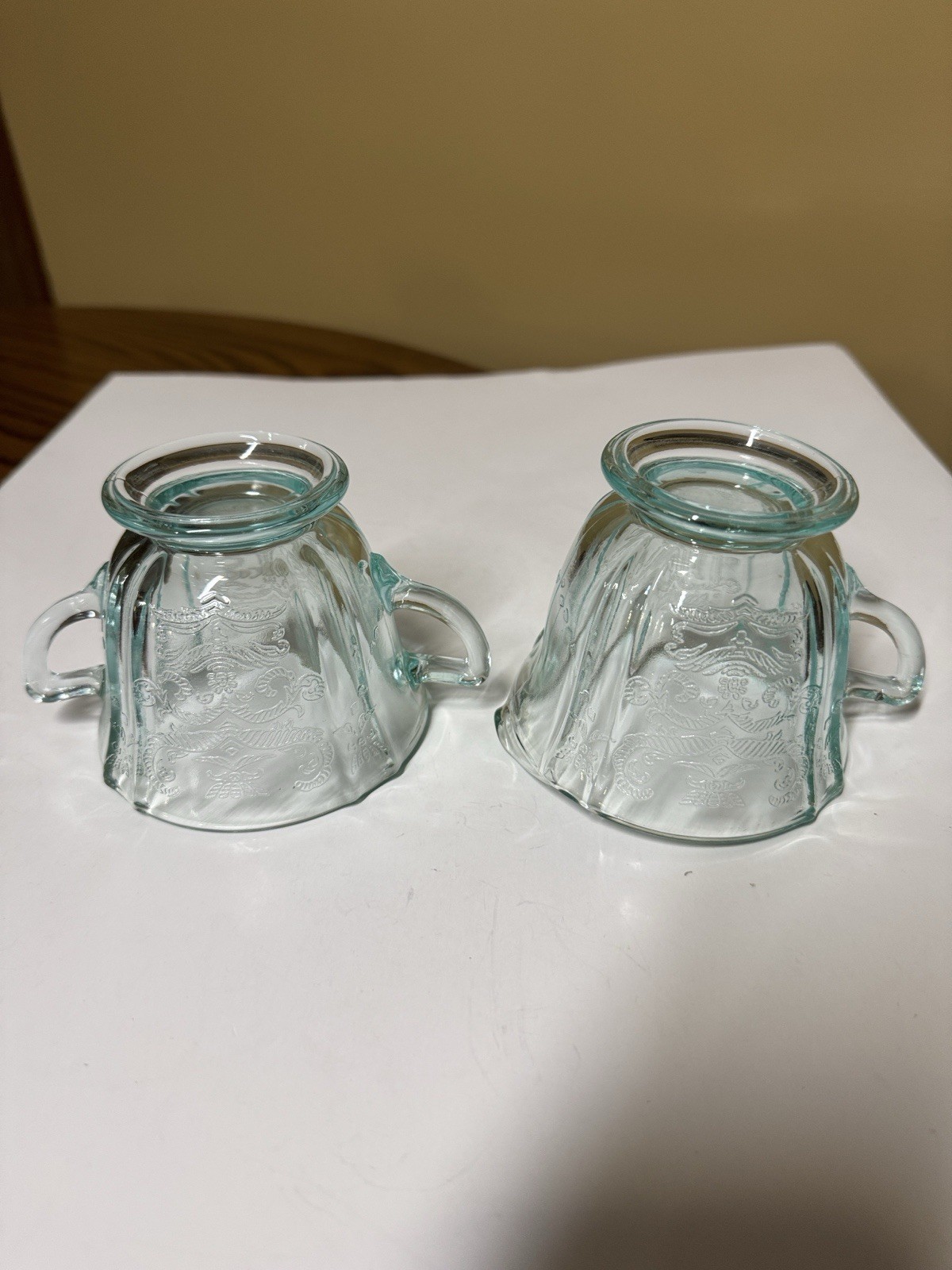 Indiana Glass Aqua Madrid Recollection Creamer and Sugar Set 3.25”