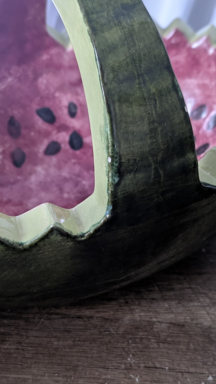Vintage Handpainted Ceramic Watermelon Serving Bowl 11” – *Read*