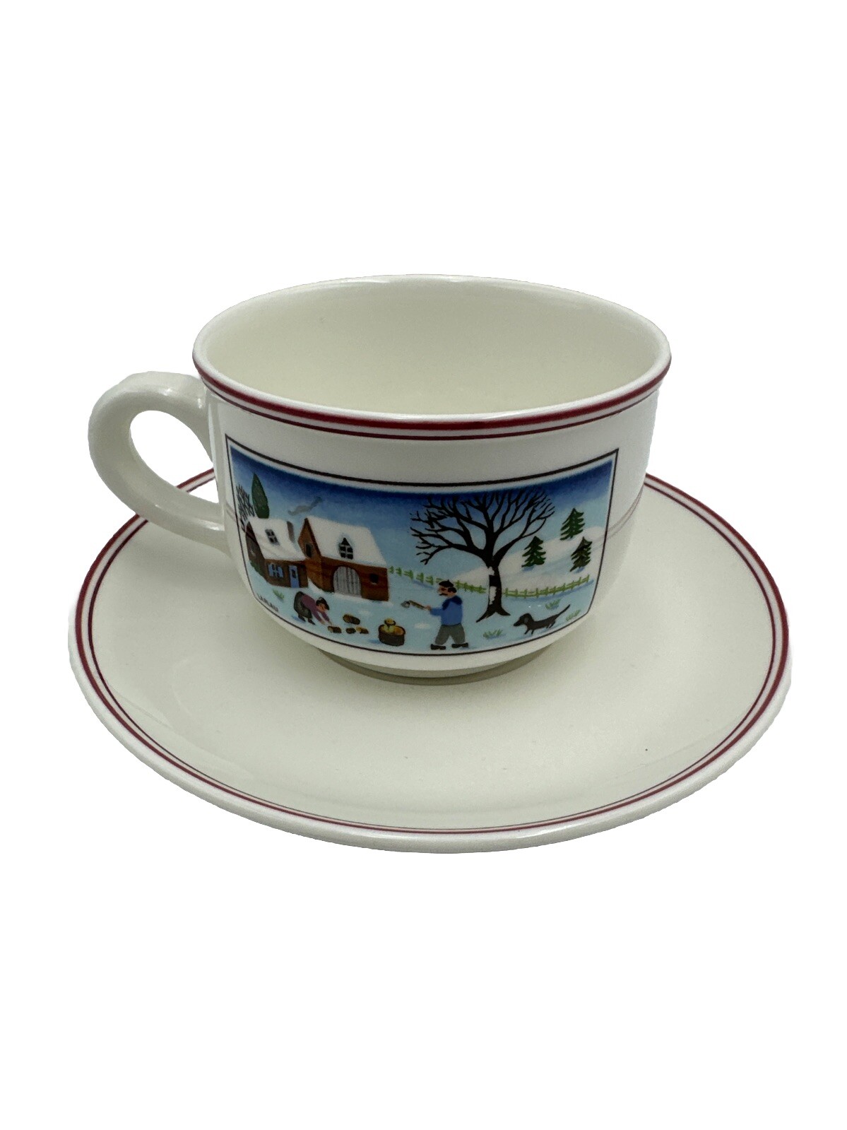 Villeroy Boch Naif Christmas Cup Saucer Set Laplau Luxembourg NOS