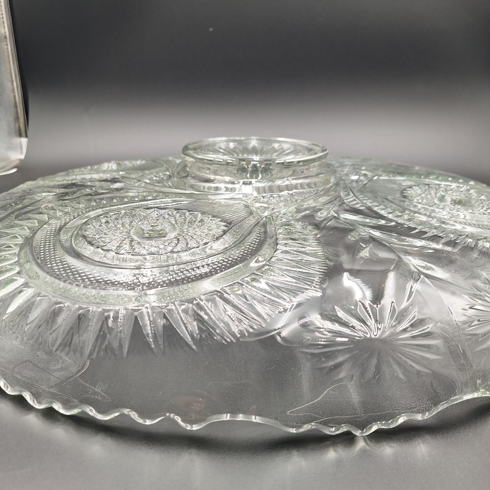 HUGE Vintage LE Smith Horseshoe Pinwheel and Stars Punch Bowl Underplate 21” EUC