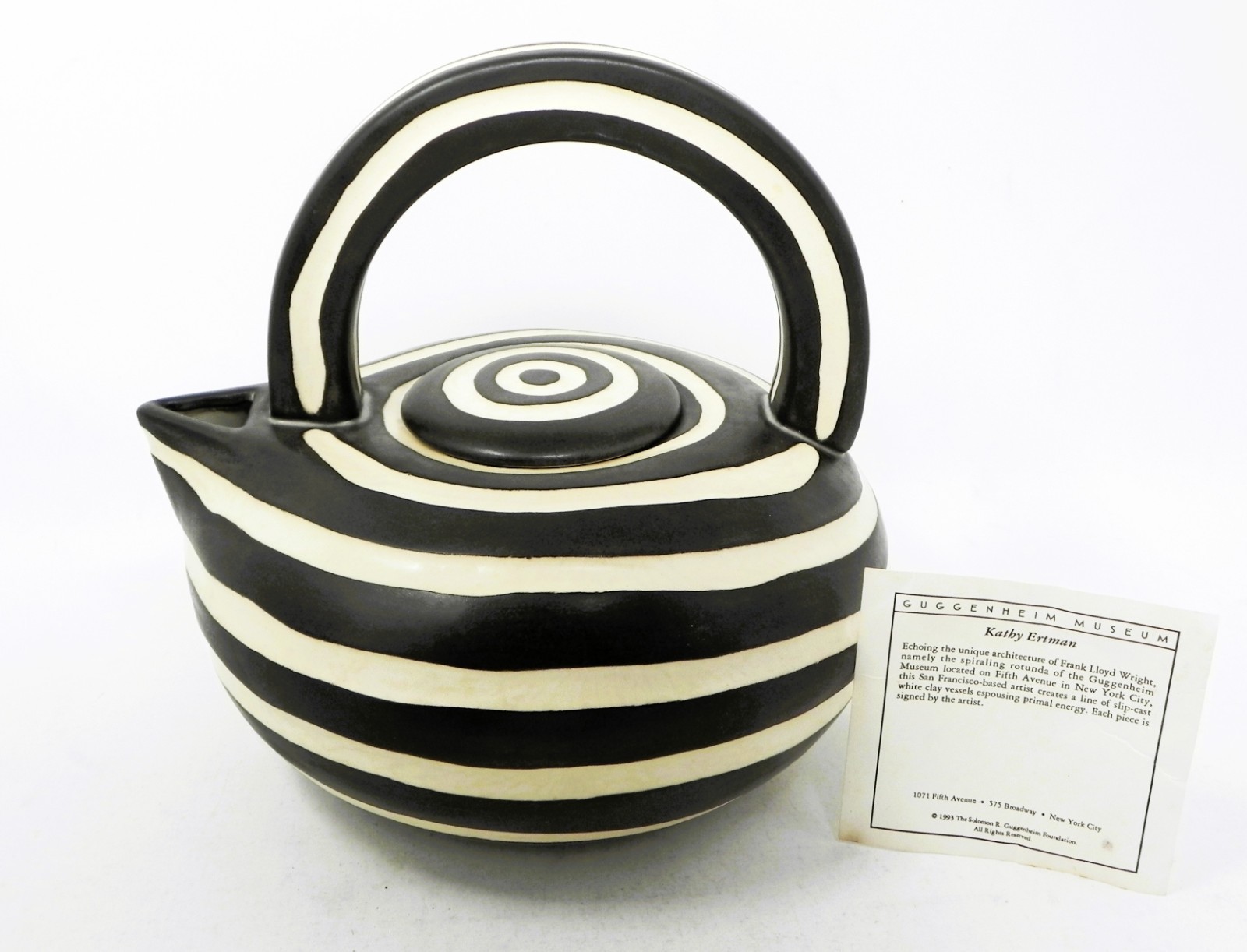 RARE Kathy Erteman 1993 Postmodern Art Pottery Ceramic Teapot Guggenheim Insert