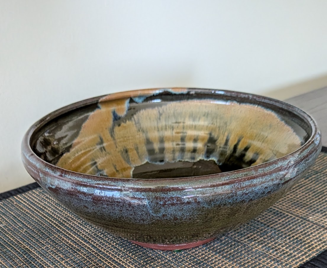 Large Hand Thrown Glossy Glazed Studio Pottery Bowl