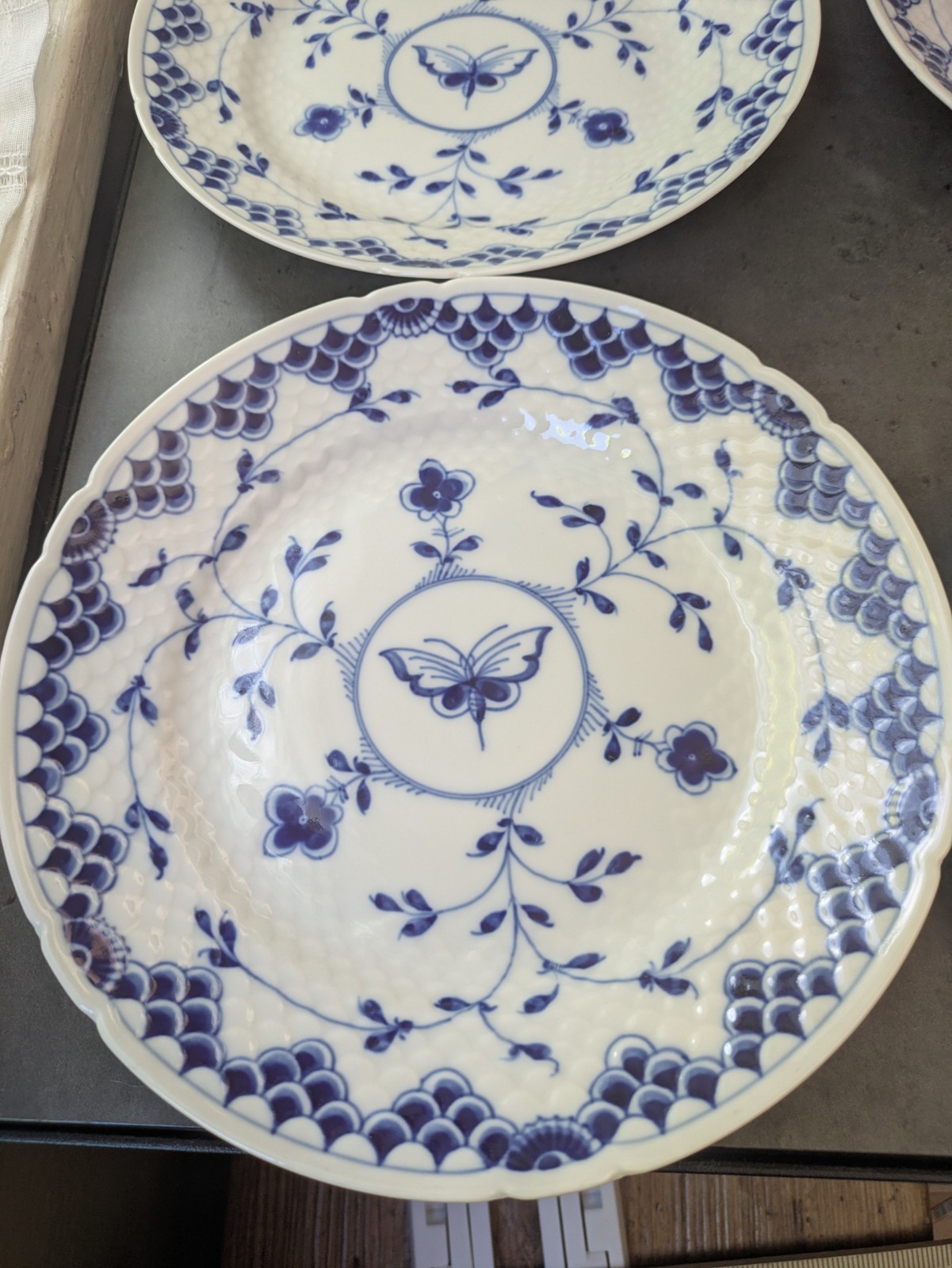 Set of Bing & Grondahl B & G Blue Butterfly w Blue Scales Salad Plates 7 7/8″
