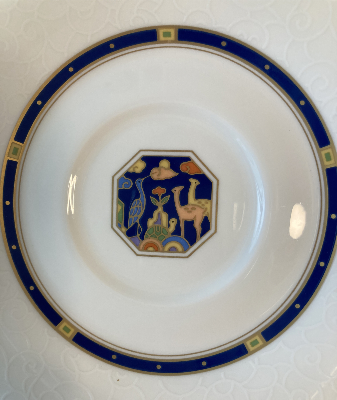 Hankook Fine Bone China Pair Of Saucers, Multicolor Animal Scene