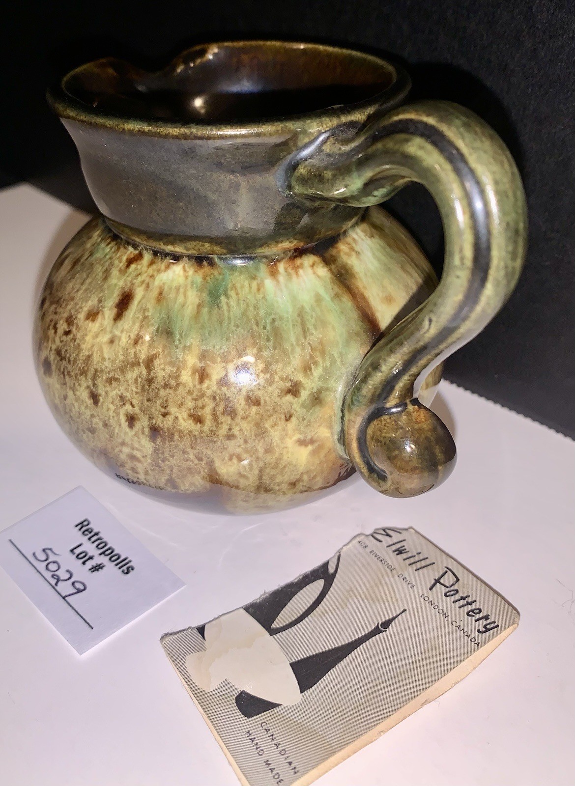 Drip Glaze Pottery CREAMER Pitcher Vintage Elwill