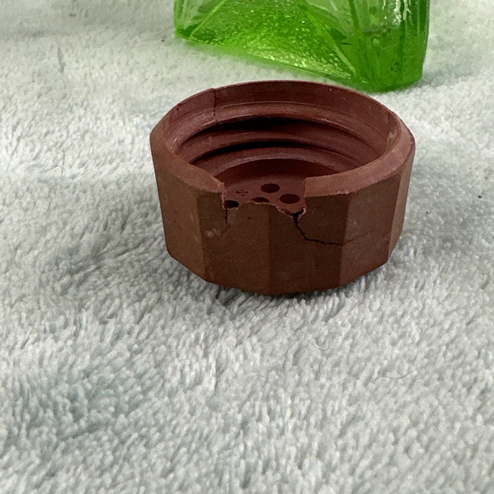 Vintage Vaseline Glass Art Deco Salt Pepper Shaker Caddy Uranium Glow SEE CHIP