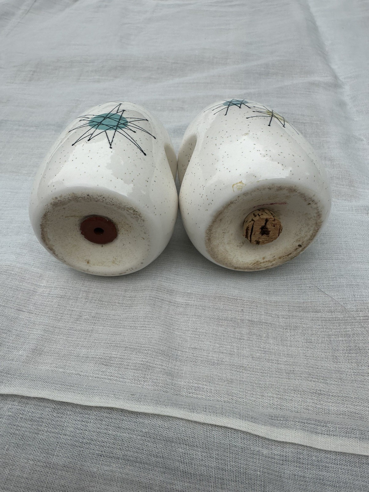 Franciscan Atomic Starburst Salt & Pepper Set MCM Mid-Century Modern