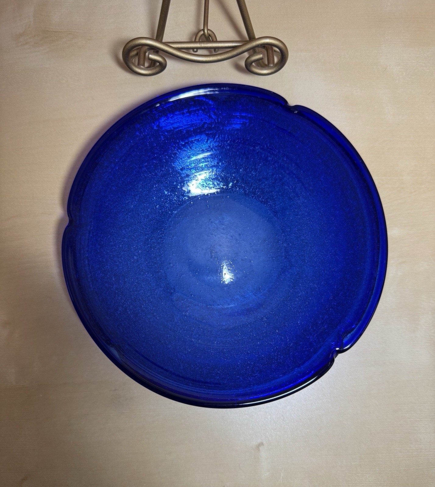 2 Piece Cobalt Blue 7” Dessert / Salad / Bread Plates Hand Blown Art Glass SALE