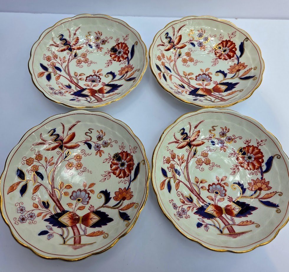 4 Booths FRESIAN Imari fruit dessert bowls 5 1/4” Gold England A8022 Lot
