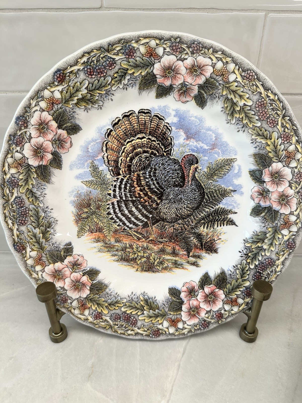 Myott Churchill Thanksgiving Dinner Plates 10 Bird Flower Motif 10 Available