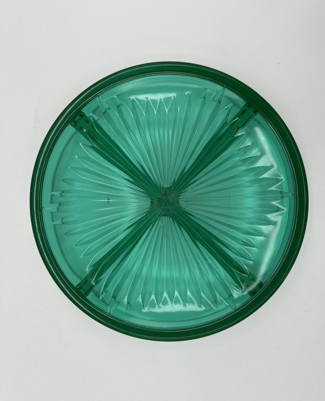 Uranium Glass Emerald Green Divided Relish Nut Dish Metal Silver Basket 8” VNTG