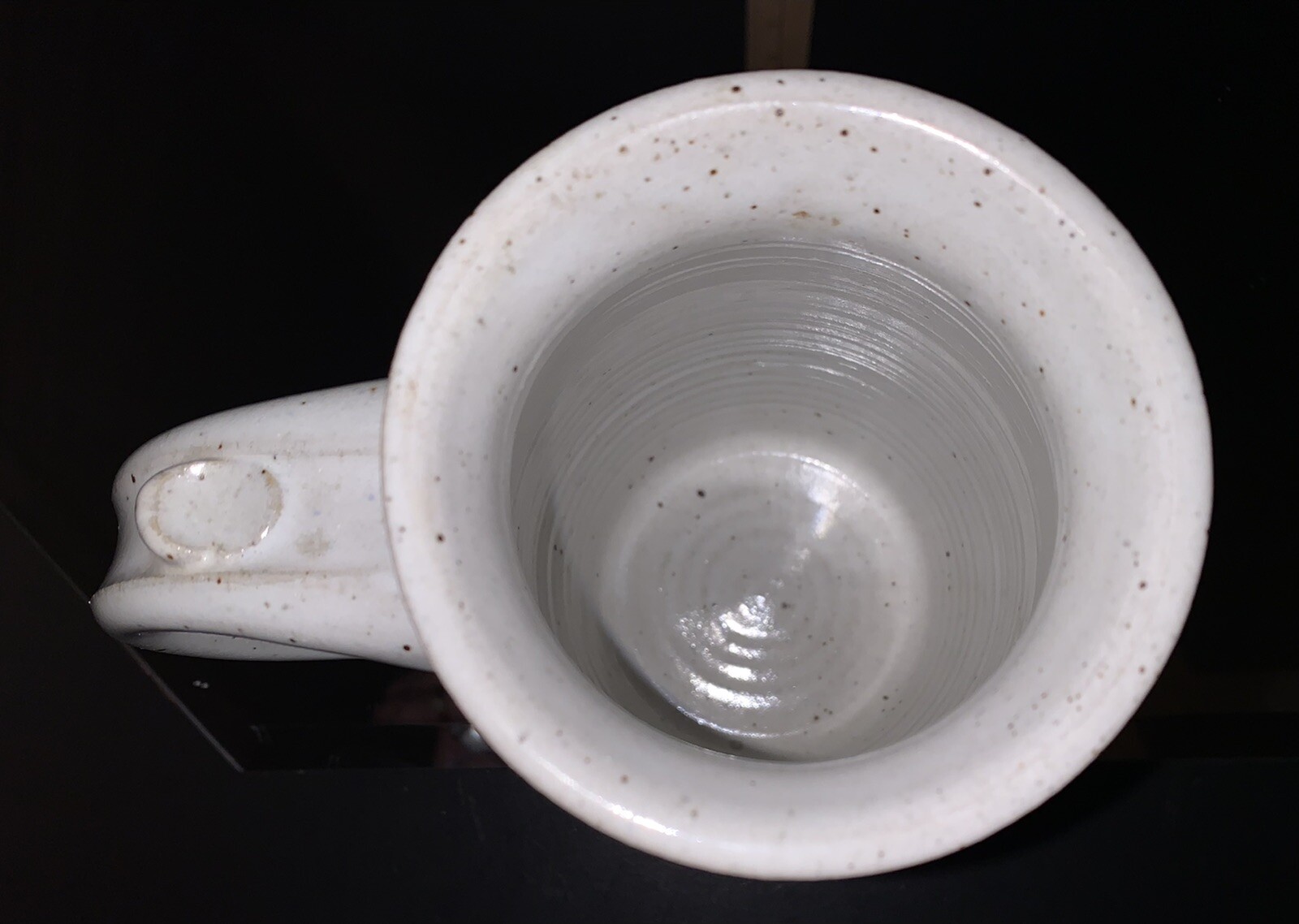 Hand Thrown Glazed Pottery Pitcher Artist Signed Feather Pattern Vintage