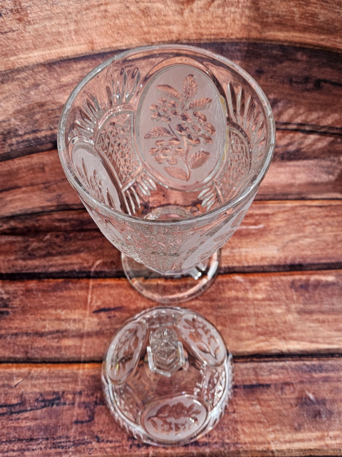 Apothecary Jar Lidded Etched Floral Patterns 14″ Crystal D’Adriana of Yugoslavia
