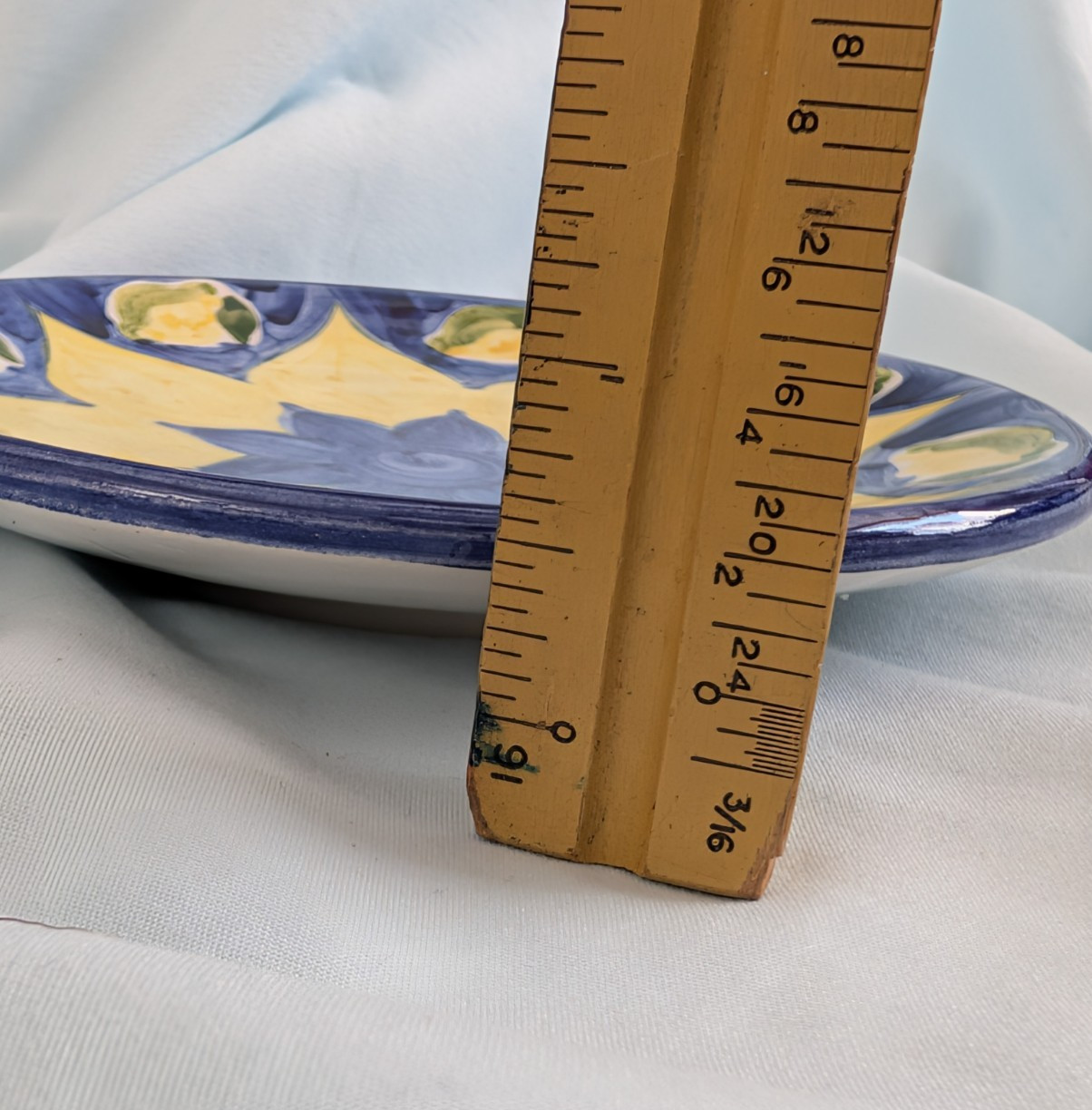 Set of 3 Italian pottery made in Sorrento Hand painted cobalt blue and yellow