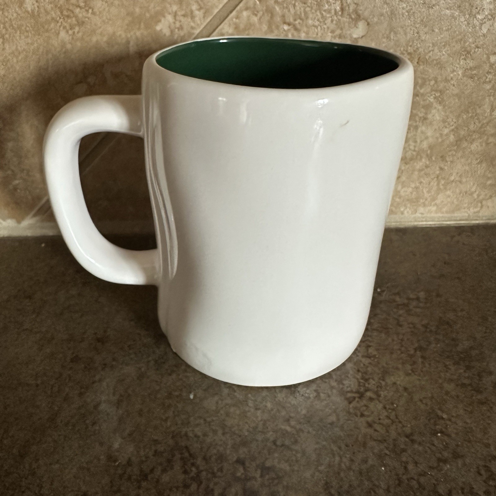 Rae Dunn Christmas Mug “Oh Snap!” Green Interior Winter Santa