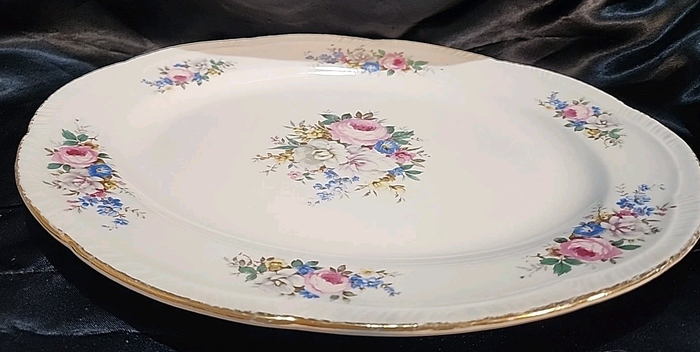 homer laughlin virginia rose Sprintime 11 3/4 Approx inch Platter 1950 Vintage