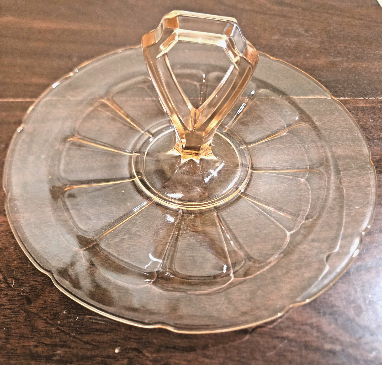 Pink Depression Glass Diamond Glass Co, Victory, Handled tidbit dessert server
