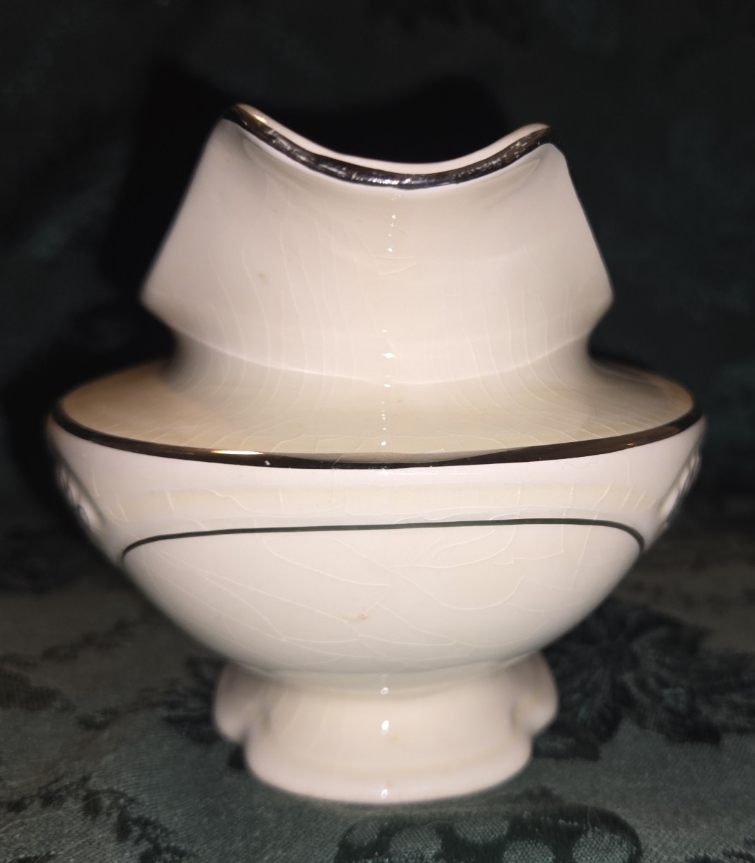 Homer Laughlin Marigold Pattern Gravy Boat with Platinum Trim