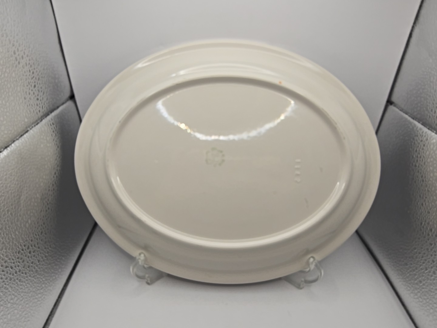 Vintage Buffalo Ceramic Blue & White Heavy Oval Serving Platter 13.5 X 10.5 In