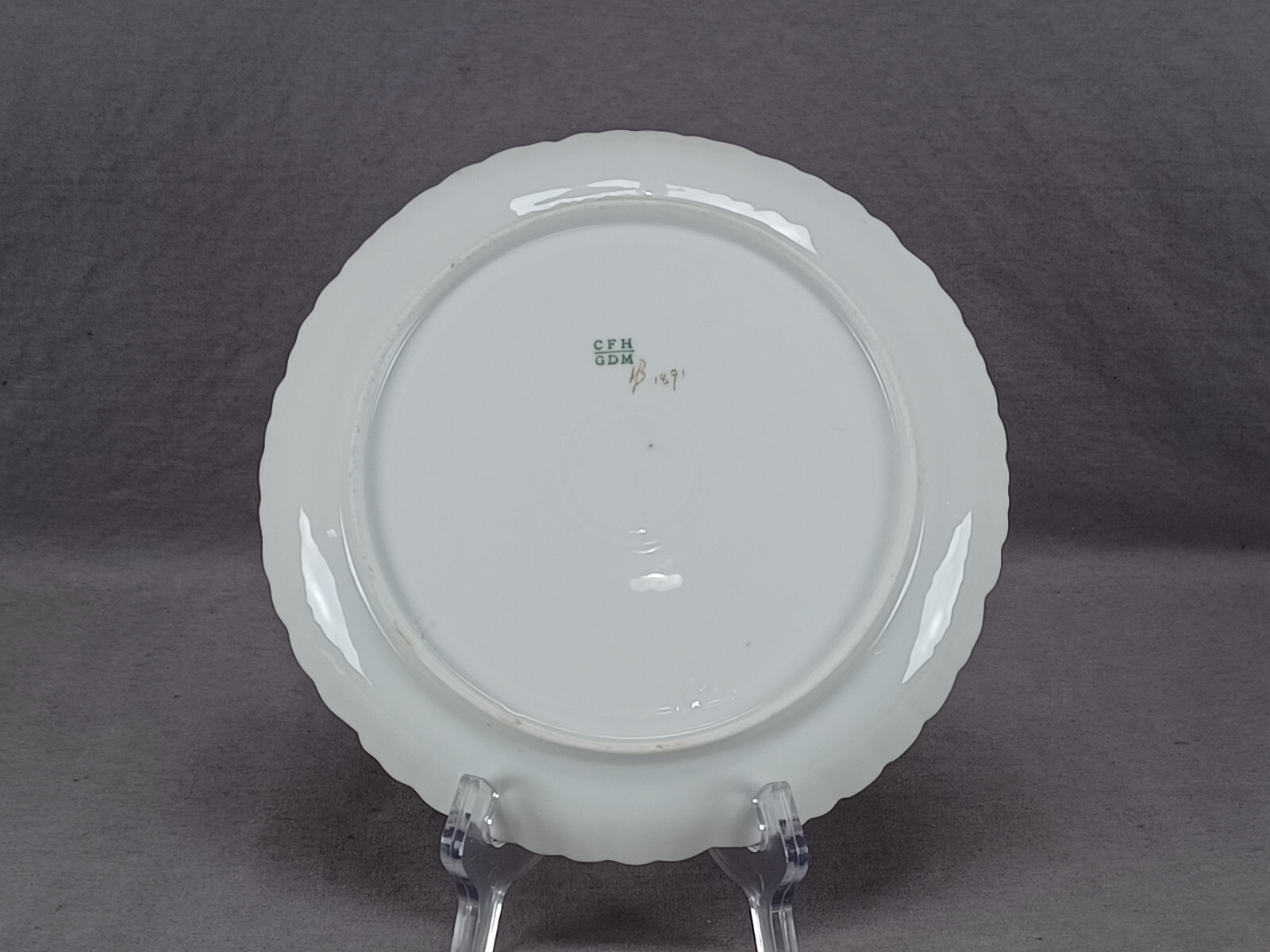 GDM Limoges Hand Painted Large Pink Rose & Gold 8 1/8 Inch Plate C.1891