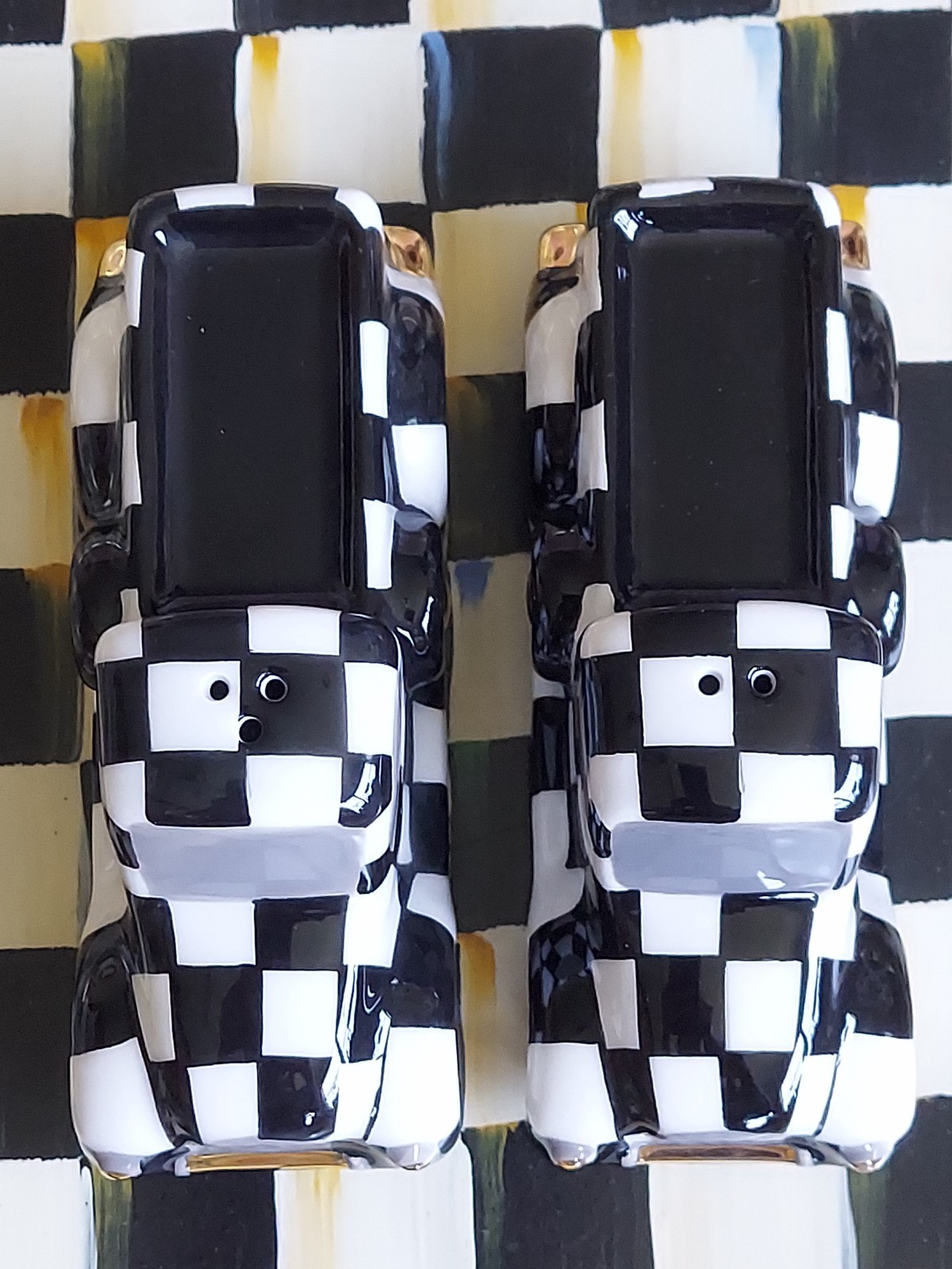 MacKenzie-Childs Courtly Truck Salt And Pepper Shakers