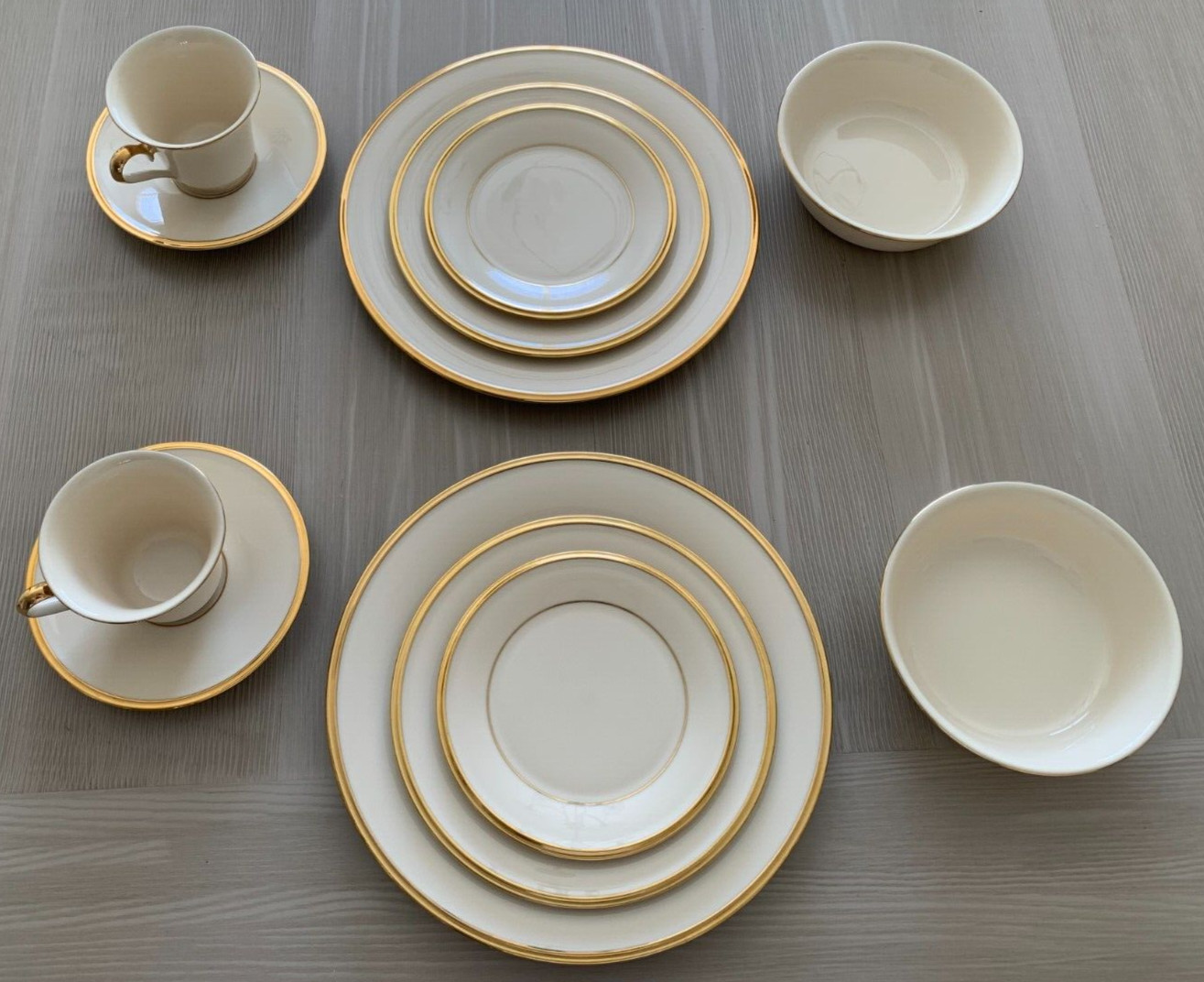 Lenox Eternal Dimension Collection Plates Bowls Cups 2 Place Settings, Set of 12