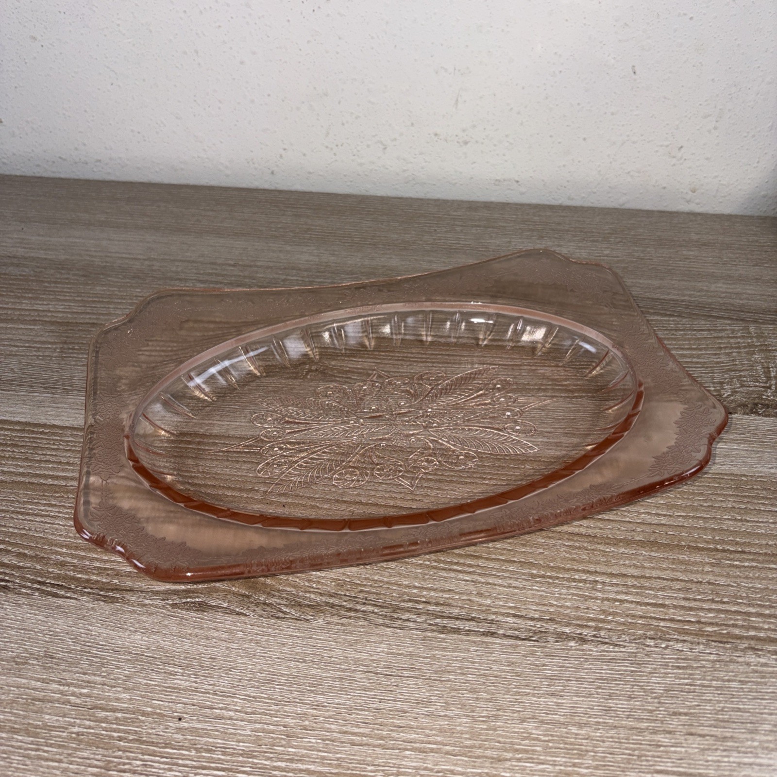 VTG Jeanette ADAM Pink Depression Glass Rectangular Serving Platter ~11 5/8″