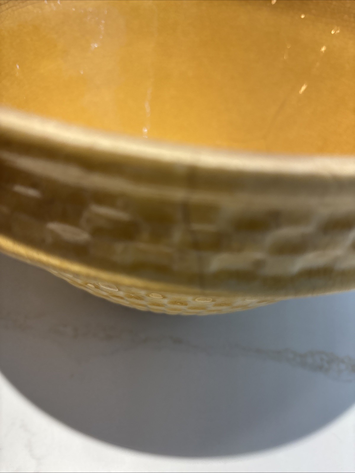 Antique Rare McCoy Yellow Ware Pottery 10.25 Inch Checkerboard Large Mixing Bowl