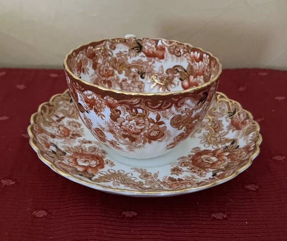 Radfords Fenton Victorian Bone China Tea Cup Saucer Set Gilding Rare