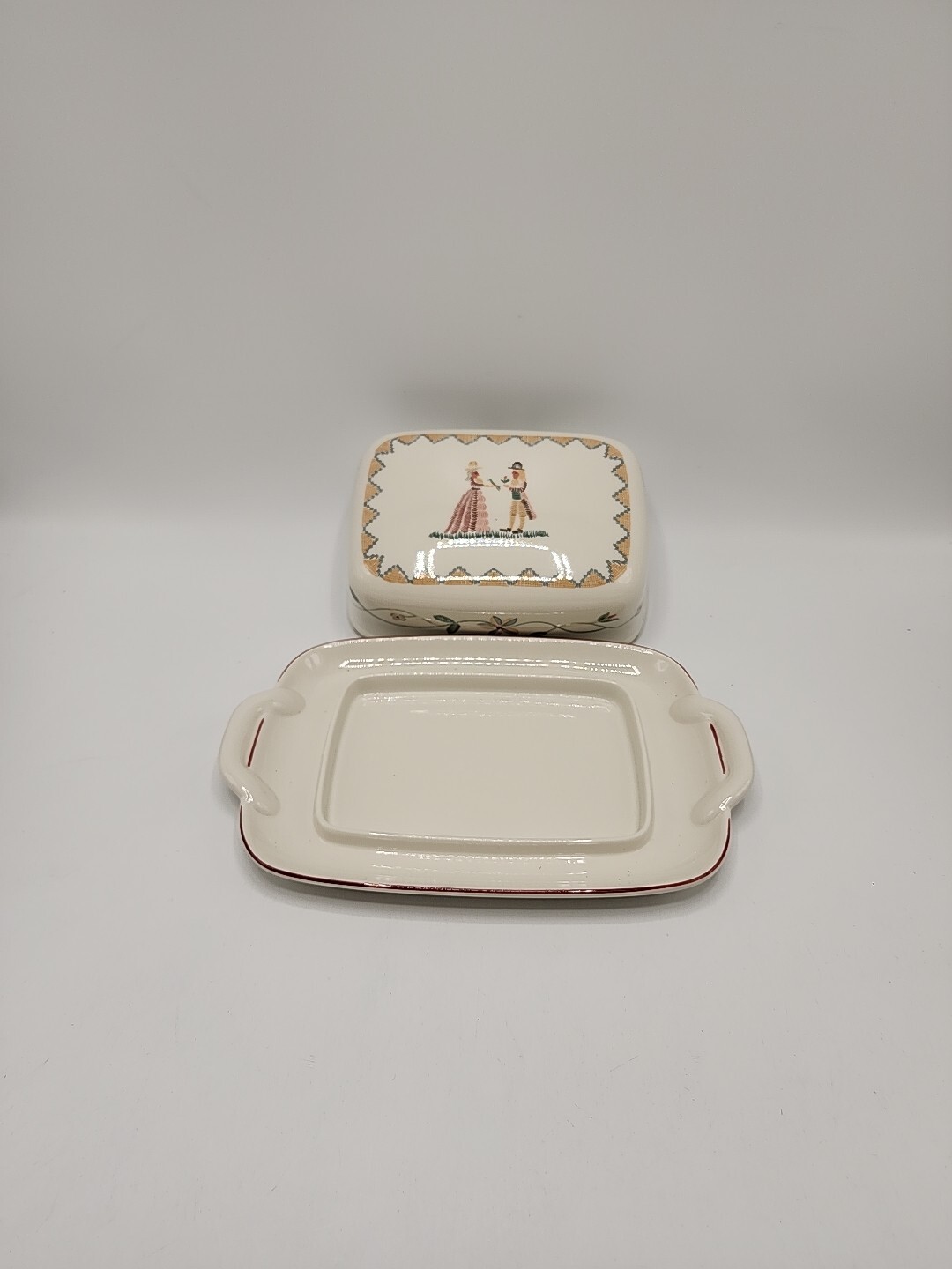 Villeroy & Boch “American Sampler” 8 3/4 Inch Covered Butter Dish-Mint Condition