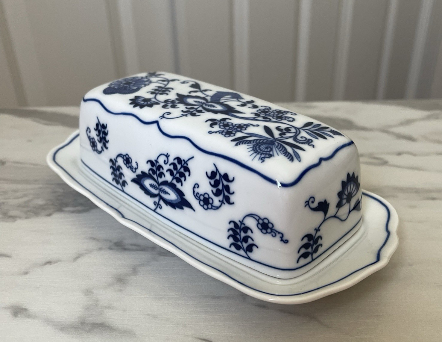 Vintage Blue Danube Covered Butter Dish 2 Pieces Japan Banner Mark