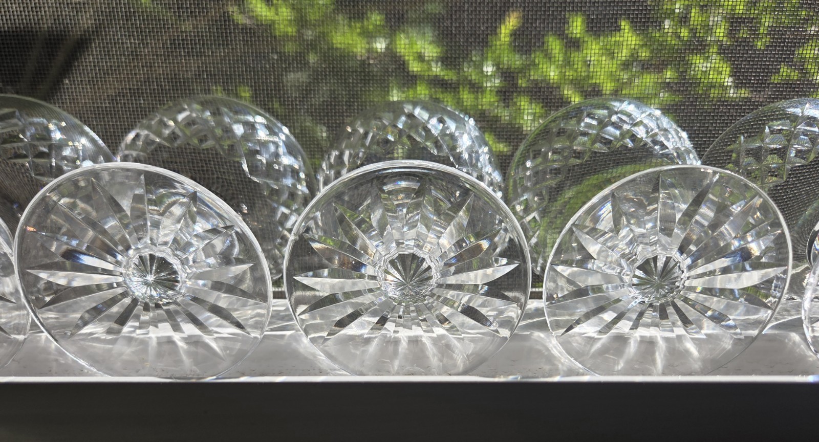Waterford Boyne Crystal Low Sherbert criss cross cut *SET OF 5* marked