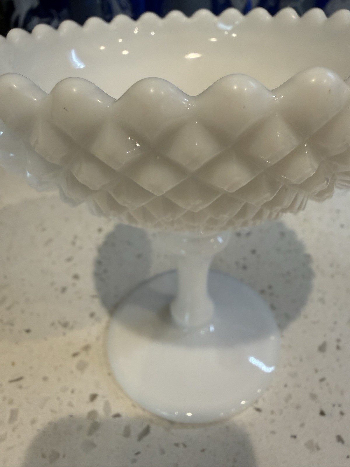Westmoreland English Hobnail Diamond Footed Compote Bowl Mid Century