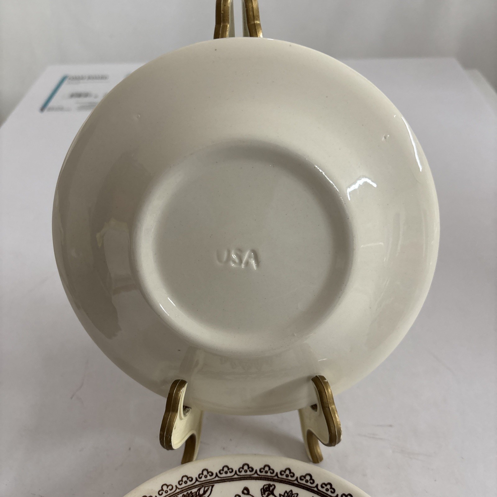 4 Vintage Royal China Hampshire Vendome 6 1/2″ Bread Plates Brown Mums Flowers