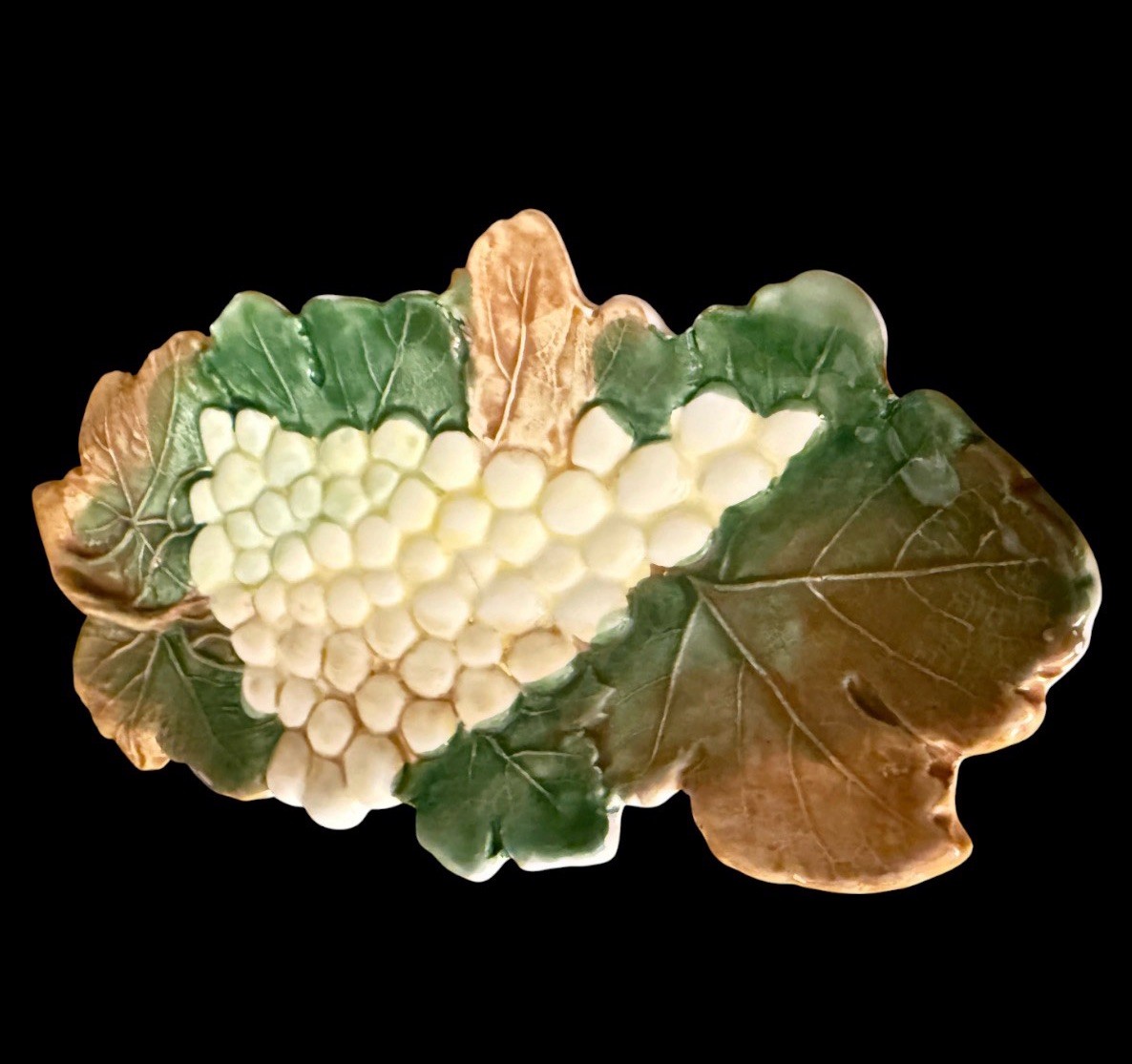 VTG Ceramica Stefani Italy Majolica Ceramic Grape Cluster Leaf Dish Food Safe