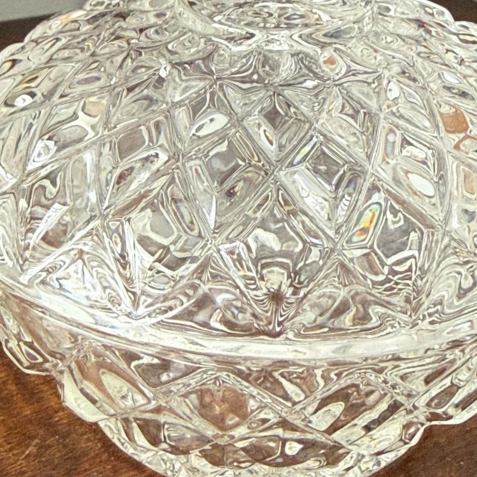 Fifth Avenue Crystal Brighton Covered Candy Dish Diamond Cut Crystal 4.5″