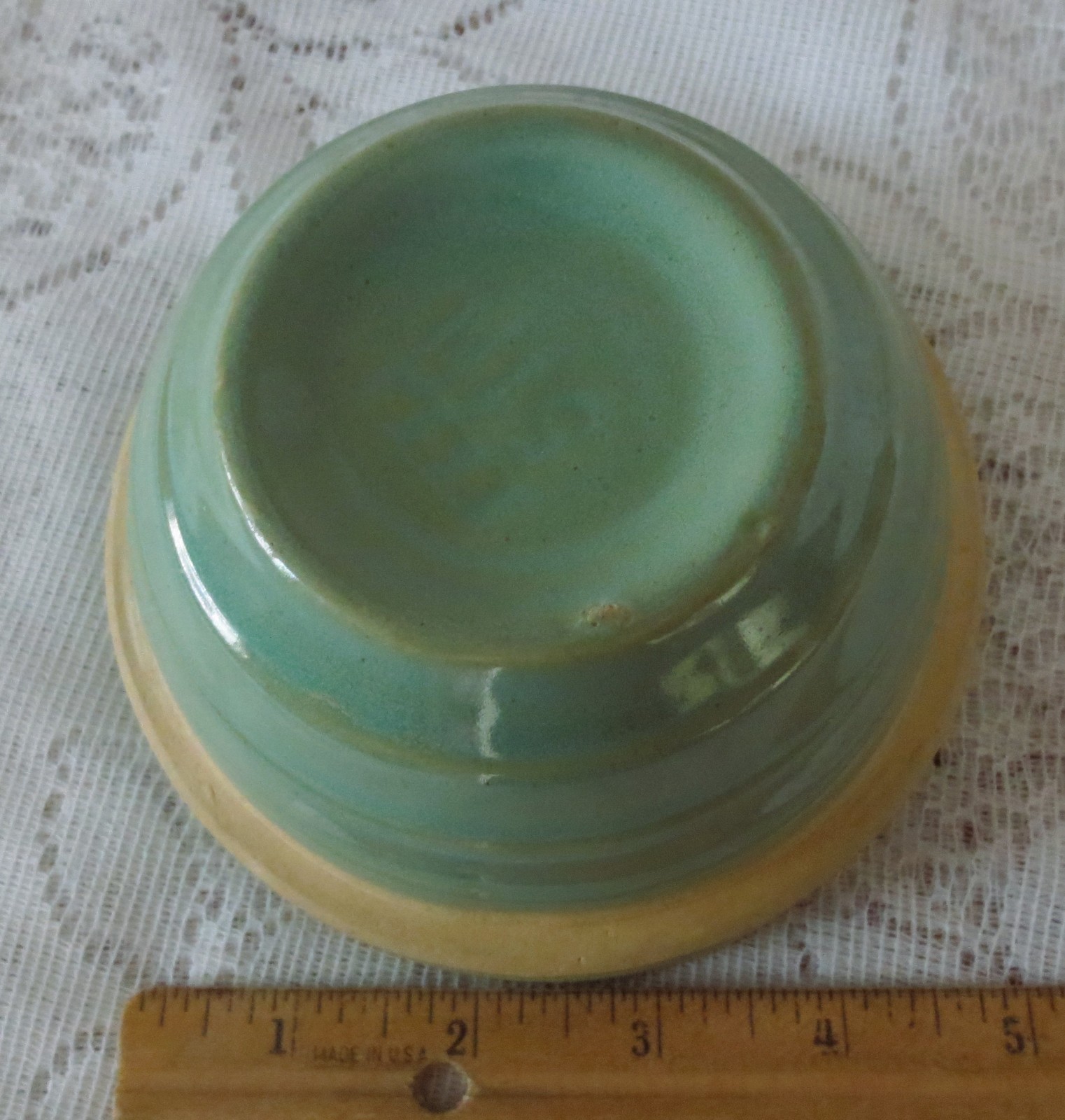 5″x3″ BOWL Ceramic Pottery MUTED GREEN Vintage Brooklyn New York Studio 5IN USA
