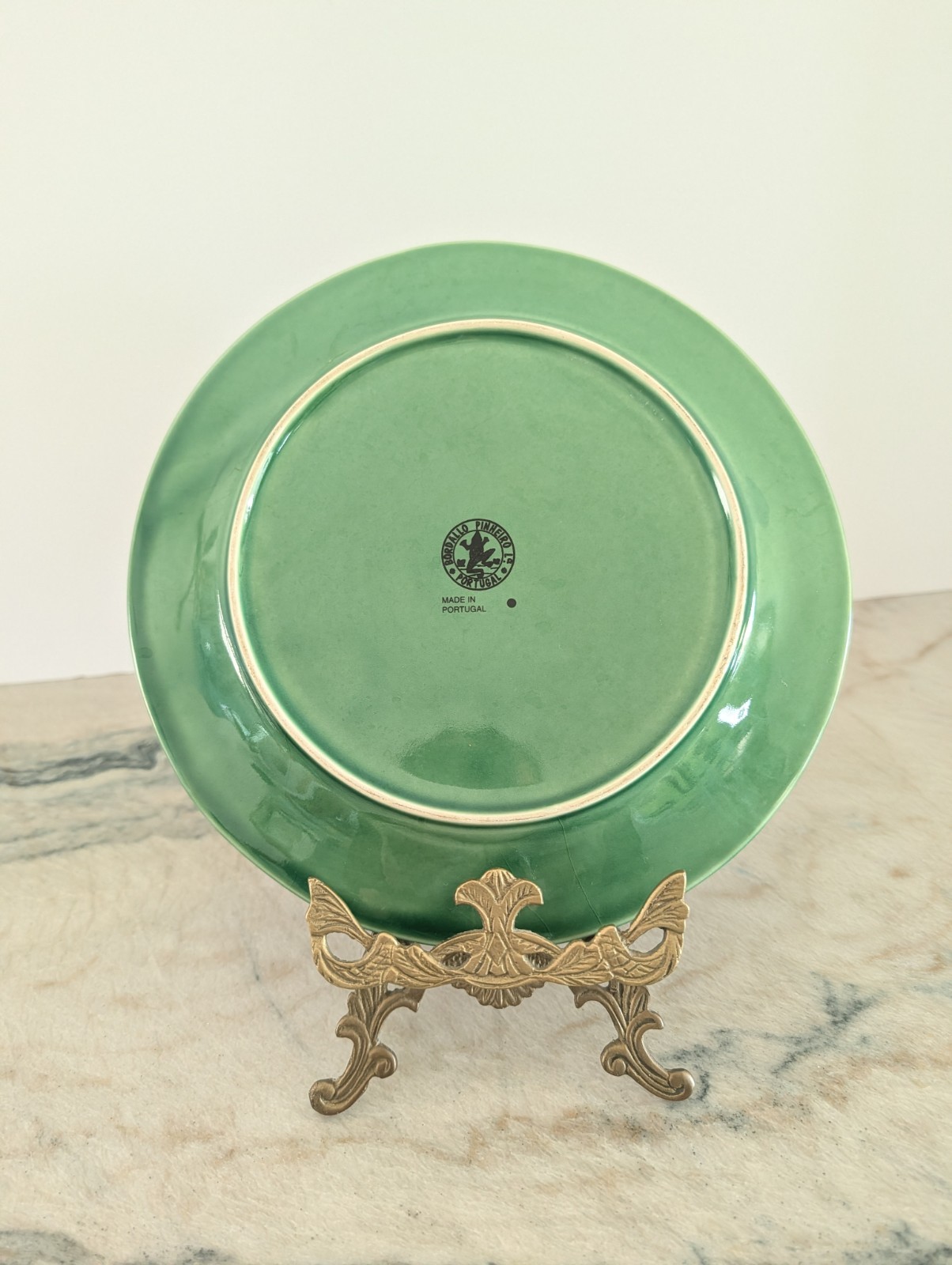 Vtg Bordallo Pinheiro Rabbit Green Dinner Plate 10.25″ Set Of 2 Read Description