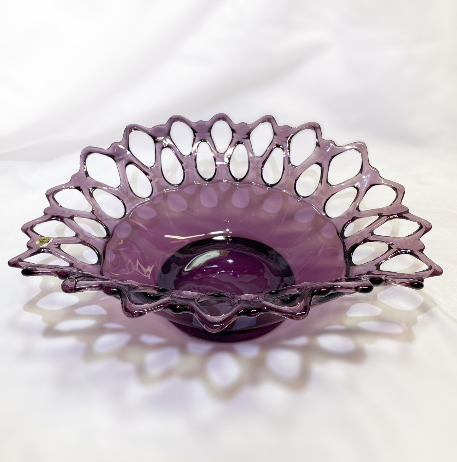 Vintage Westmoreland Purple Amethyst Glass Doric Lace Edge Bowl