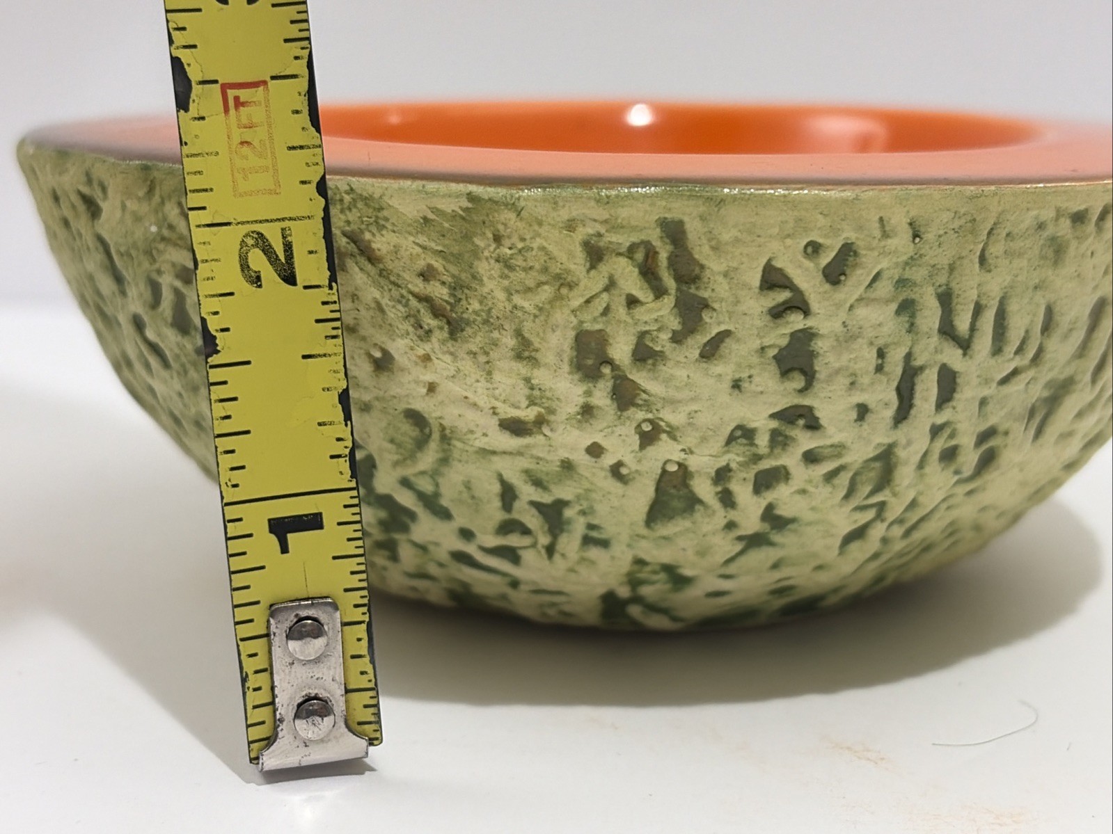Italian Pottery Ed Langbein Original Set Of 2 Cantaloupe Melon Bowls MCM VTG