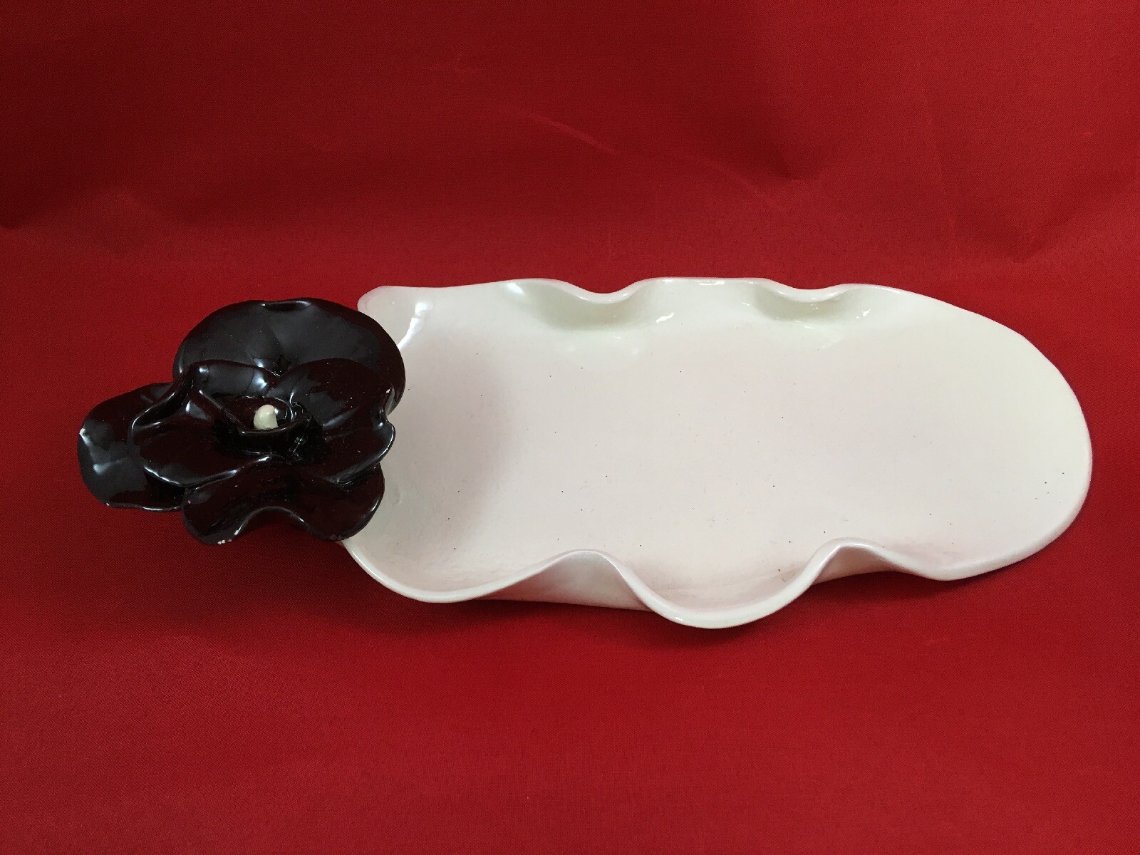 Lois Gottlieb Signed Black Rose Decorative Bowl Trinket Dish Home Decor