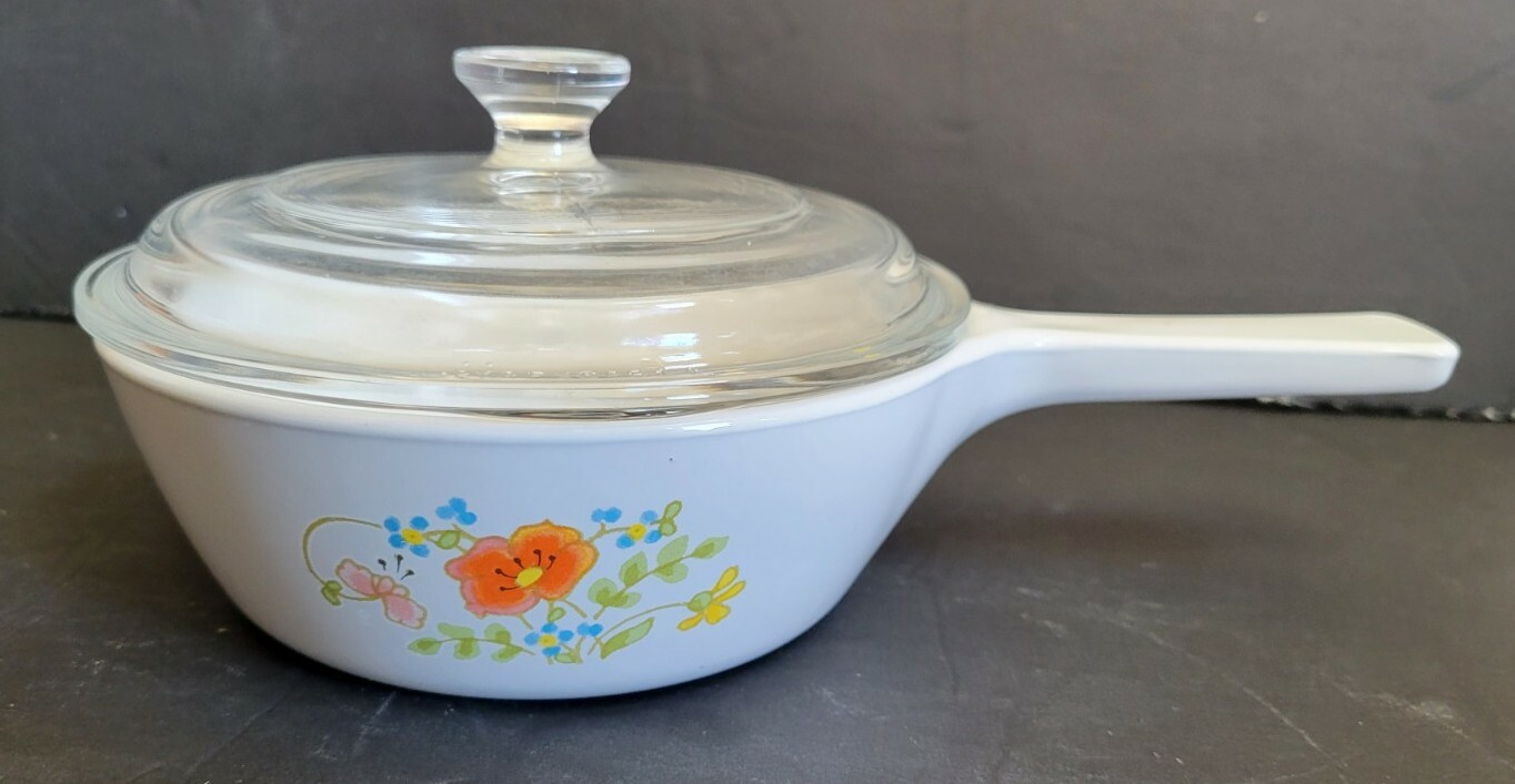 Corning Wild flower 6 Pc Menuette Set P-81-B, P-82-B & P-83-B Pyrex Lids